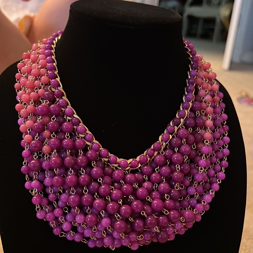 NEW Lee Angel Purple and Pink Stones Necklace